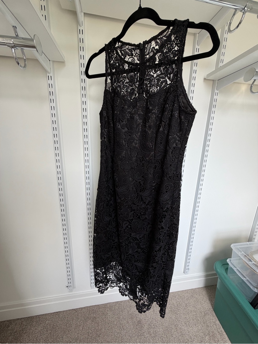 NWT White House Black Market Black Lace Midi Dress